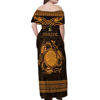 Personalized Brecknockshire Sir Frycheiniog Off Shoulder Maxi Dress Gold Brecon Beacons Mountain Celtic-inspired - Wonder Print Shop