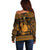Personalized Brecknockshire Sir Frycheiniog Off Shoulder Sweater Gold Brecon Beacons Mountain Celtic-inspired - Wonder Print Shop