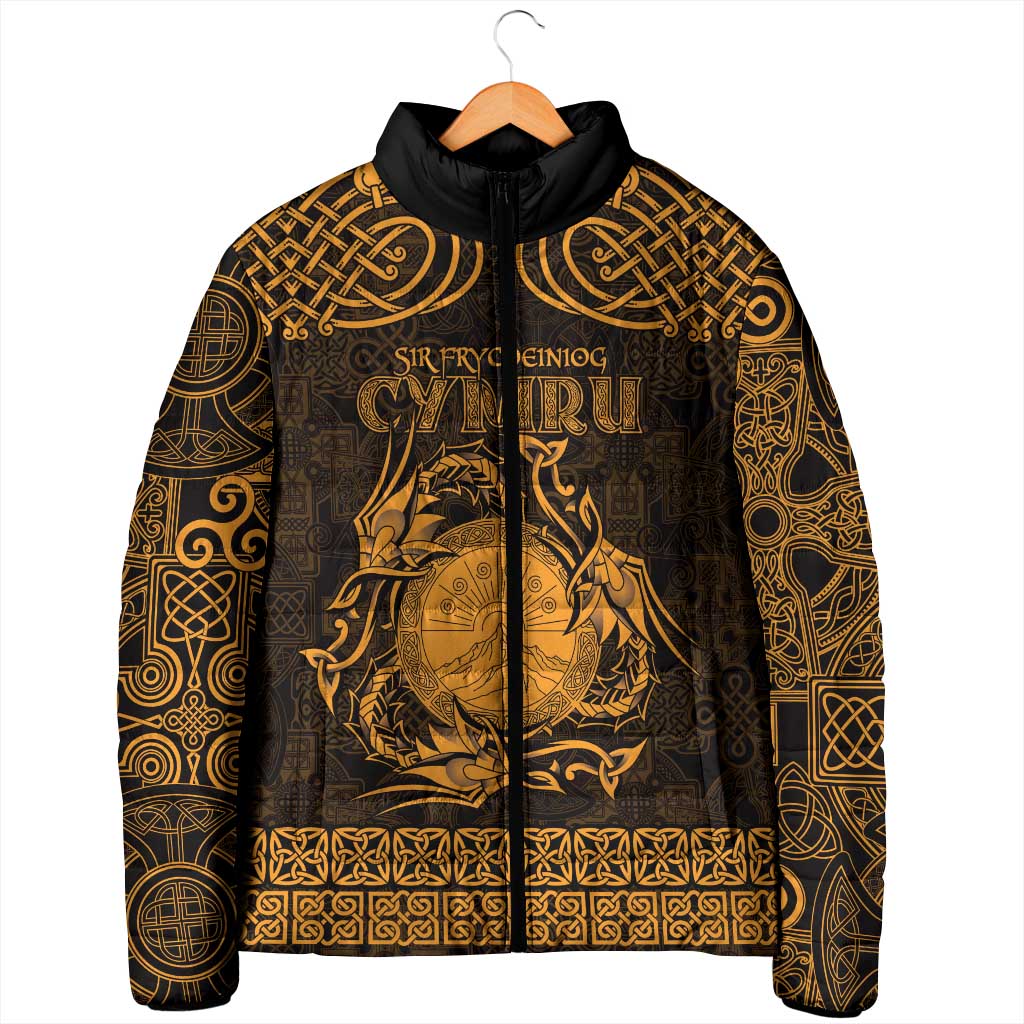 Personalized Brecknockshire Sir Frycheiniog Padded Jacket Gold Brecon Beacons Mountain Celtic-inspired - Wonder Print Shop