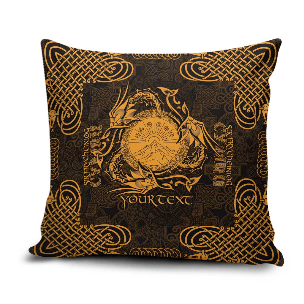 Personalized Brecknockshire Sir Frycheiniog Pillow Cover Gold Brecon Beacons Mountain Celtic-inspired - Wonder Print Shop