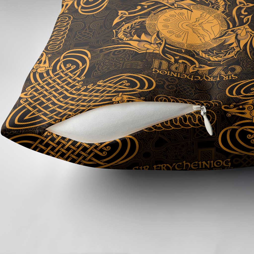 Personalized Brecknockshire Sir Frycheiniog Pillow Cover Gold Brecon Beacons Mountain Celtic-inspired - Wonder Print Shop
