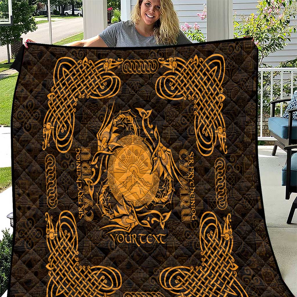 Personalized Brecknockshire Sir Frycheiniog Quilt Gold Brecon Beacons Mountain Celtic-inspired - Wonder Print Shop