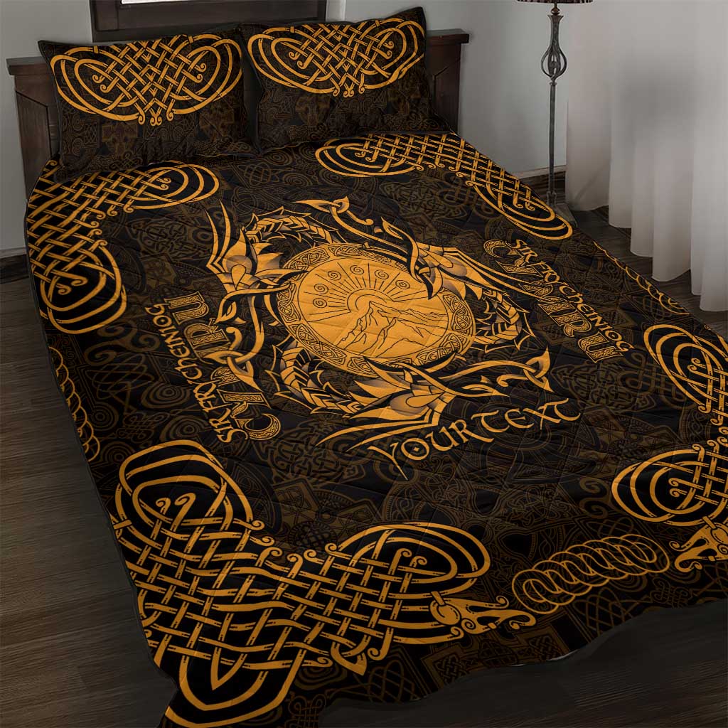 Personalized Brecknockshire Sir Frycheiniog Quilt Bed Set Gold Brecon Beacons Mountain Celtic-inspired - Wonder Print Shop
