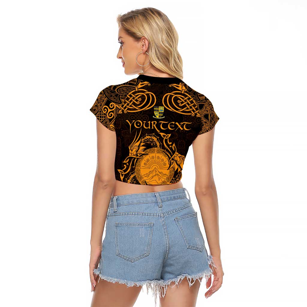 Personalized Brecknockshire Sir Frycheiniog Raglan Cropped T Shirt Gold Brecon Beacons Mountain Celtic-inspired - Wonder Print Shop