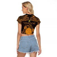 Personalized Brecknockshire Sir Frycheiniog Raglan Cropped T Shirt Gold Brecon Beacons Mountain Celtic-inspired - Wonder Print Shop