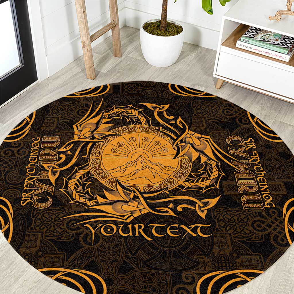 Personalized Brecknockshire Sir Frycheiniog Round Carpet Gold Brecon Beacons Mountain Celtic-inspired - Wonder Print Shop
