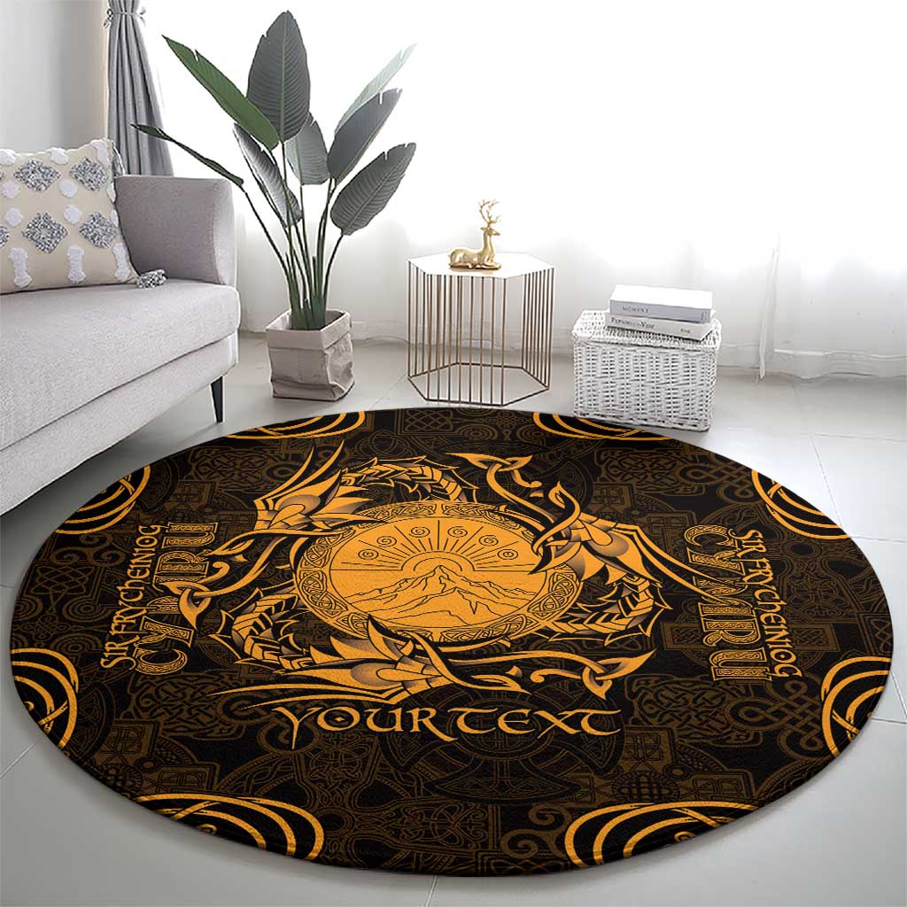 Personalized Brecknockshire Sir Frycheiniog Round Carpet Gold Brecon Beacons Mountain Celtic-inspired - Wonder Print Shop