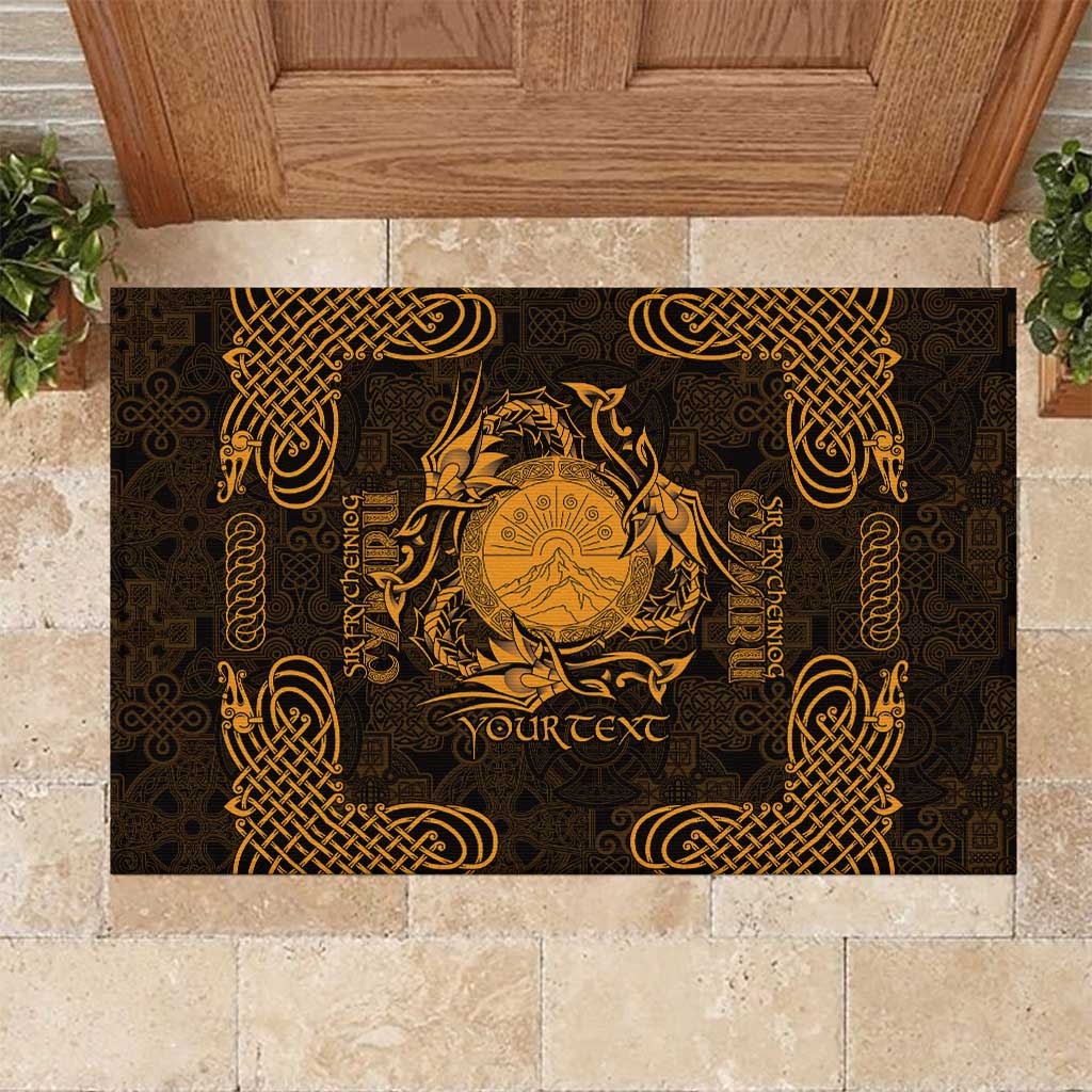 Personalized Brecknockshire Sir Frycheiniog Rubber Doormat Gold Brecon Beacons Mountain Celtic-inspired - Wonder Print Shop