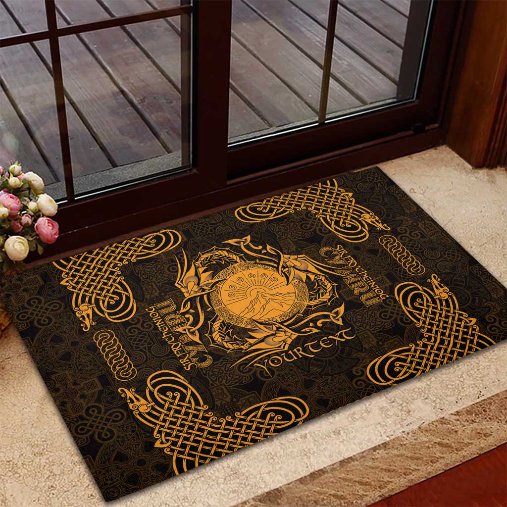 Personalized Brecknockshire Sir Frycheiniog Rubber Doormat Gold Brecon Beacons Mountain Celtic-inspired - Wonder Print Shop