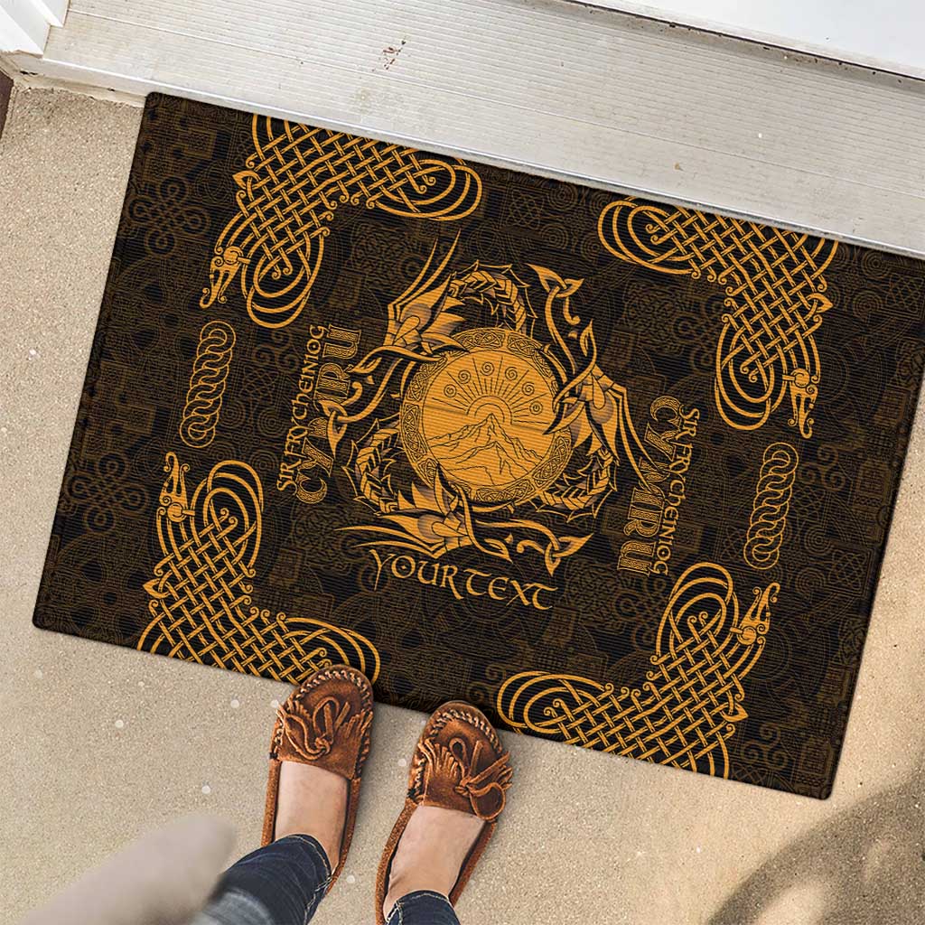 Personalized Brecknockshire Sir Frycheiniog Rubber Doormat Gold Brecon Beacons Mountain Celtic-inspired - Wonder Print Shop