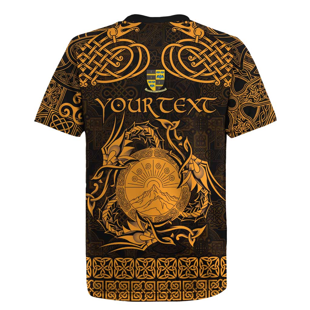 Personalized Brecknockshire Sir Frycheiniog Rugby Jersey Gold Brecon Beacons Mountain Celtic-inspired - Wonder Print Shop