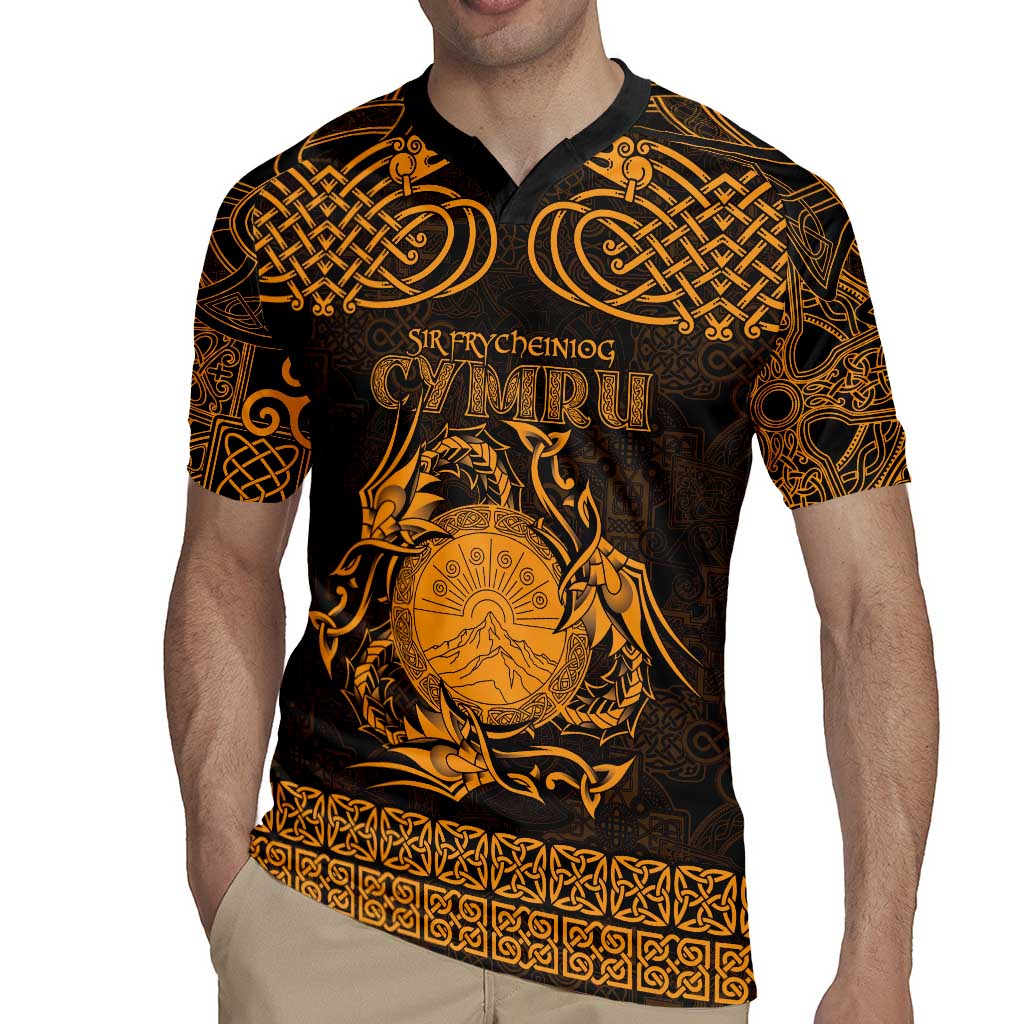 Personalized Brecknockshire Sir Frycheiniog Rugby Jersey Gold Brecon Beacons Mountain Celtic-inspired - Wonder Print Shop