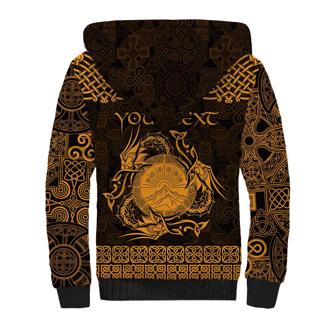 Personalized Brecknockshire Sir Frycheiniog Sherpa Hoodie Gold Brecon Beacons Mountain Celtic-inspired - Wonder Print Shop