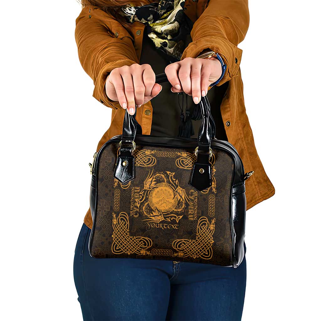 Personalized Brecknockshire Sir Frycheiniog Shoulder Handbag Gold Brecon Beacons Mountain Celtic-inspired - Wonder Print Shop