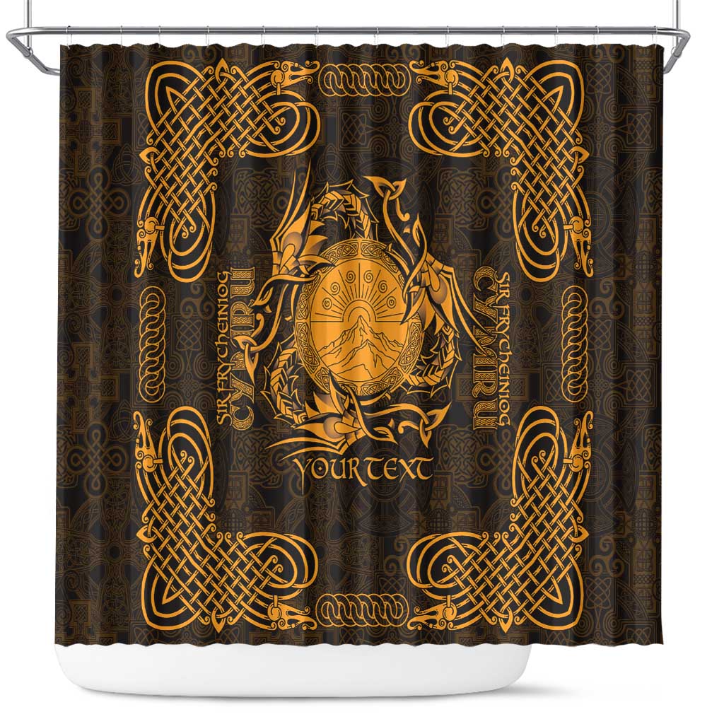 Personalized Brecknockshire Sir Frycheiniog Shower Curtain Gold Brecon Beacons Mountain Celtic-inspired - Wonder Print Shop