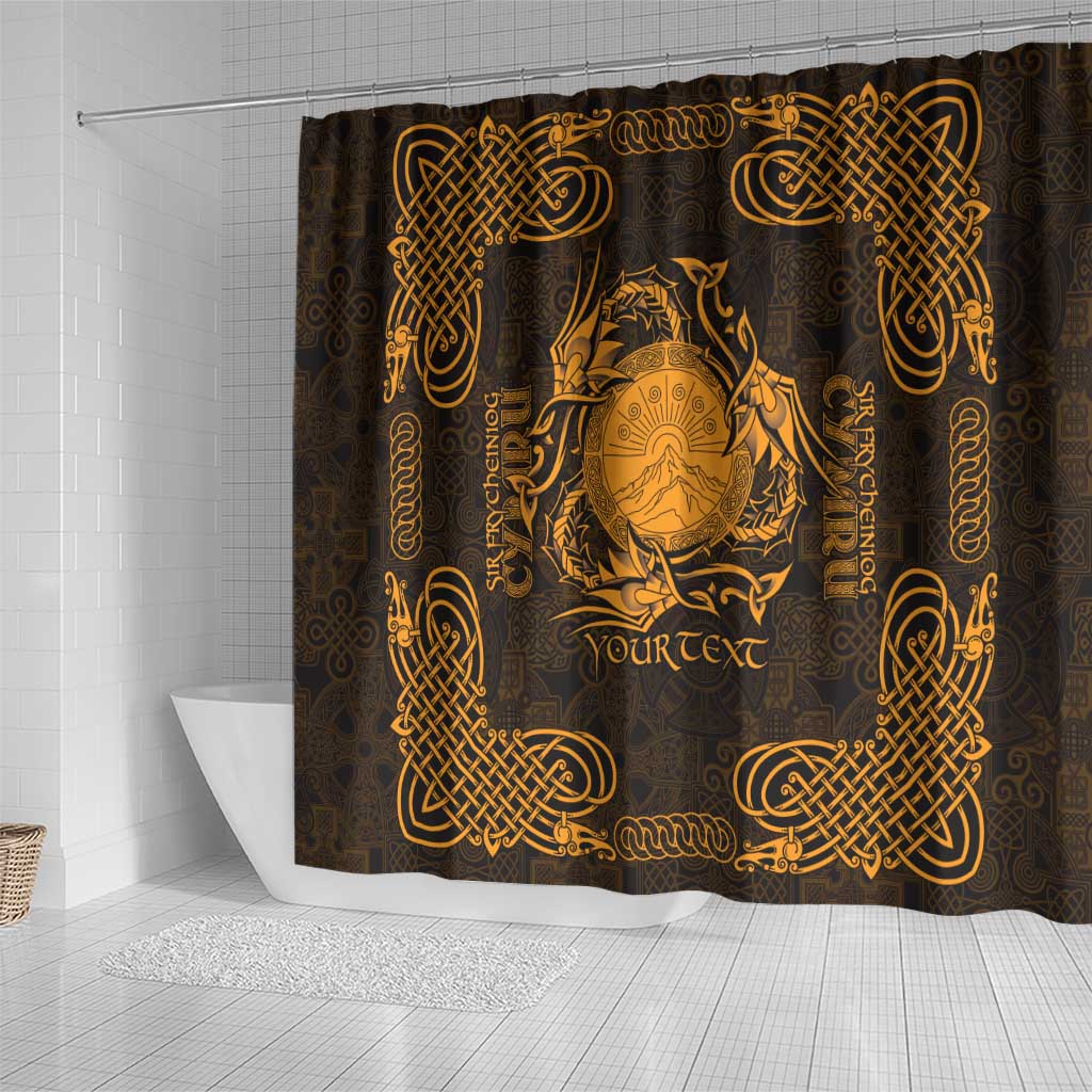 Personalized Brecknockshire Sir Frycheiniog Shower Curtain Gold Brecon Beacons Mountain Celtic-inspired - Wonder Print Shop