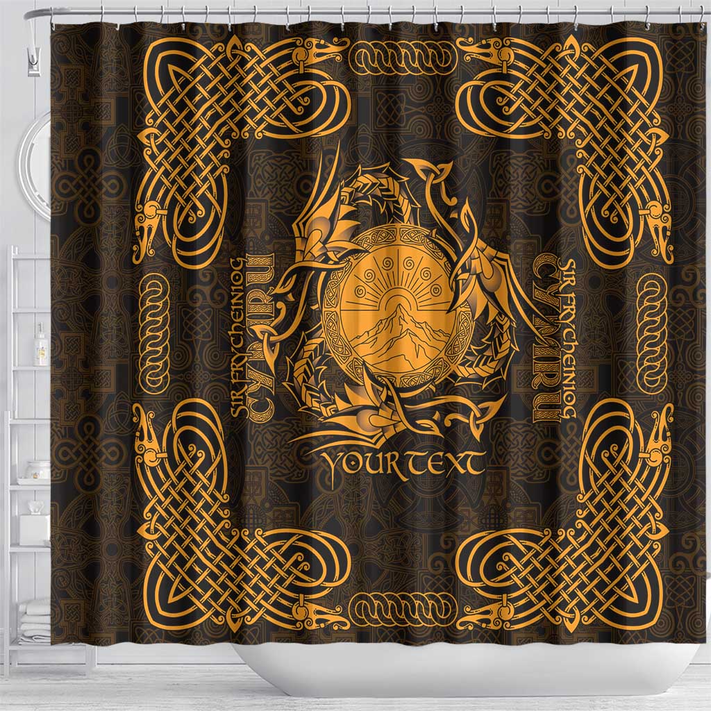 Personalized Brecknockshire Sir Frycheiniog Shower Curtain Gold Brecon Beacons Mountain Celtic-inspired - Wonder Print Shop