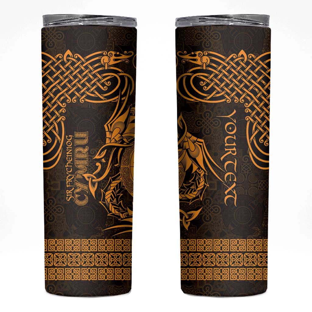 Personalized Brecknockshire Sir Frycheiniog Skinny Tumbler Gold Brecon Beacons Mountain Celtic-inspired - Wonder Print Shop