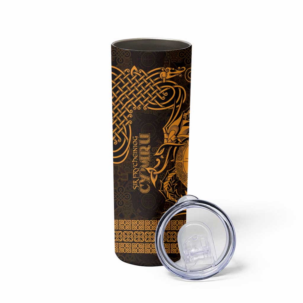 Personalized Brecknockshire Sir Frycheiniog Skinny Tumbler Gold Brecon Beacons Mountain Celtic-inspired - Wonder Print Shop