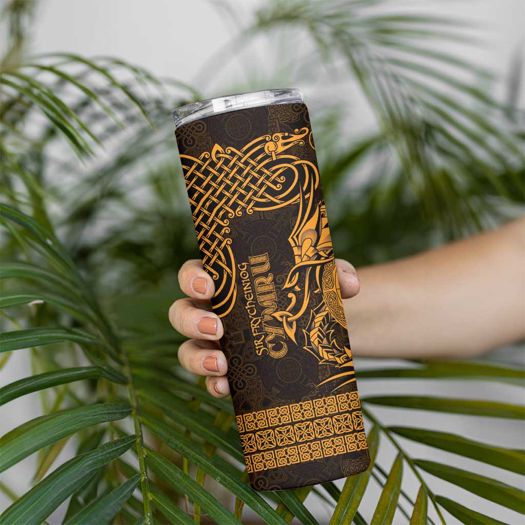 Personalized Brecknockshire Sir Frycheiniog Skinny Tumbler Gold Brecon Beacons Mountain Celtic-inspired - Wonder Print Shop
