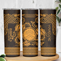 Personalized Brecknockshire Sir Frycheiniog Skinny Tumbler Gold Brecon Beacons Mountain Celtic-inspired - Wonder Print Shop