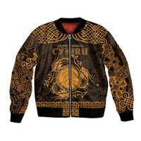 Personalized Brecknockshire Sir Frycheiniog Sleeve Zip Bomber Jacket Gold Brecon Beacons Mountain Celtic-inspired - Wonder Print Shop