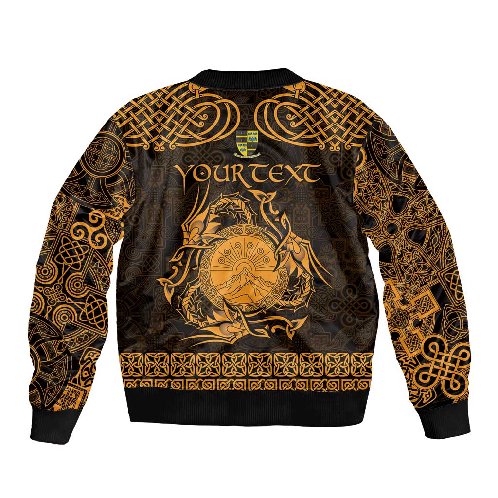 Personalized Brecknockshire Sir Frycheiniog Sleeve Zip Bomber Jacket Gold Brecon Beacons Mountain Celtic-inspired - Wonder Print Shop