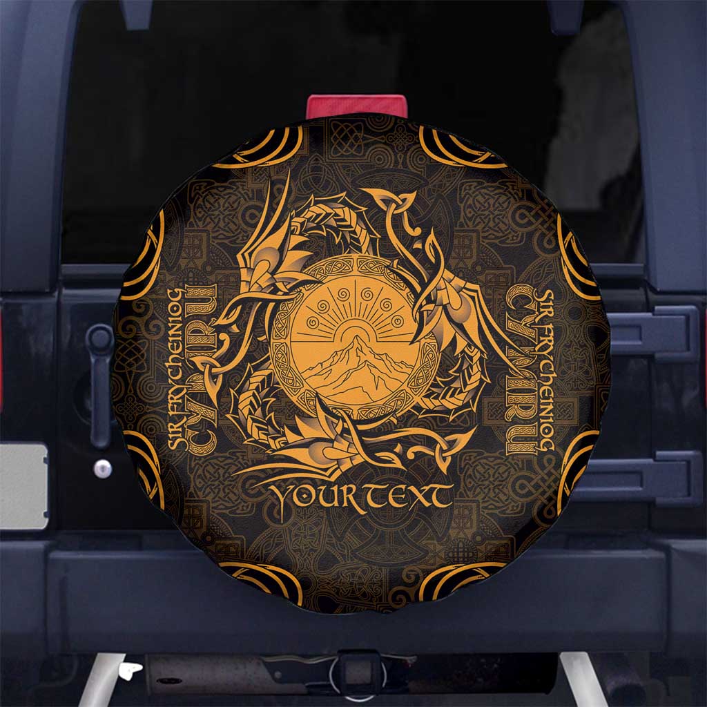 Personalized Brecknockshire Sir Frycheiniog Spare Tire Cover Gold Brecon Beacons Mountain Celtic-inspired - Wonder Print Shop