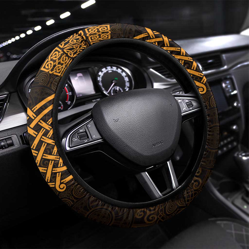 Brecknockshire Sir Frycheiniog Steering Wheel Cover Gold Brecon Beacons Mountain Celtic-inspired - Wonder Print Shop