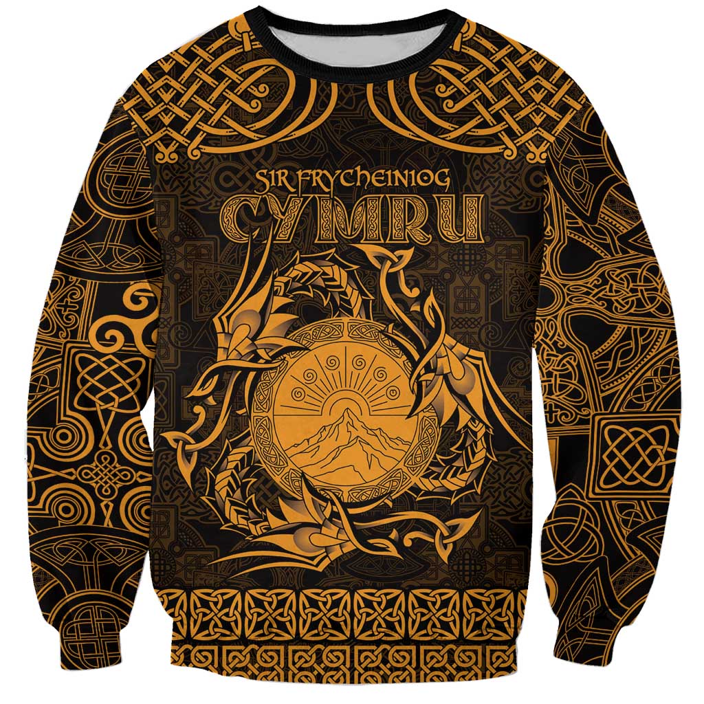 Personalized Brecknockshire Sir Frycheiniog Sweatshirt Gold Brecon Beacons Mountain Celtic-inspired - Wonder Print Shop