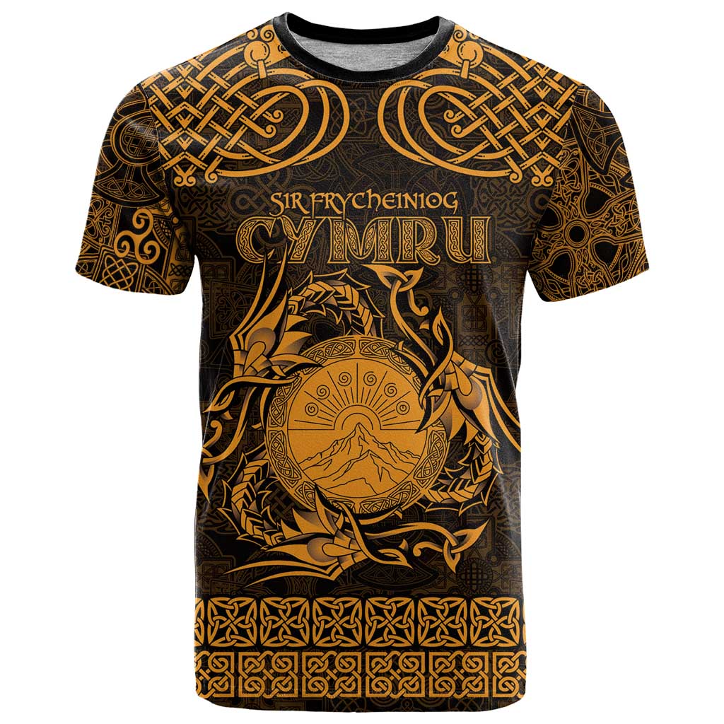 Personalized Brecknockshire Sir Frycheiniog T Shirt Gold Brecon Beacons Mountain Celtic-inspired - Wonder Print Shop