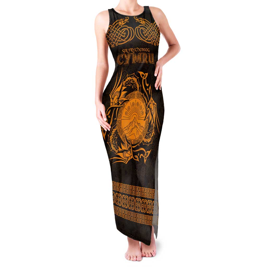 Personalized Brecknockshire Sir Frycheiniog Tank Maxi Dress Gold Brecon Beacons Mountain Celtic-inspired - Wonder Print Shop