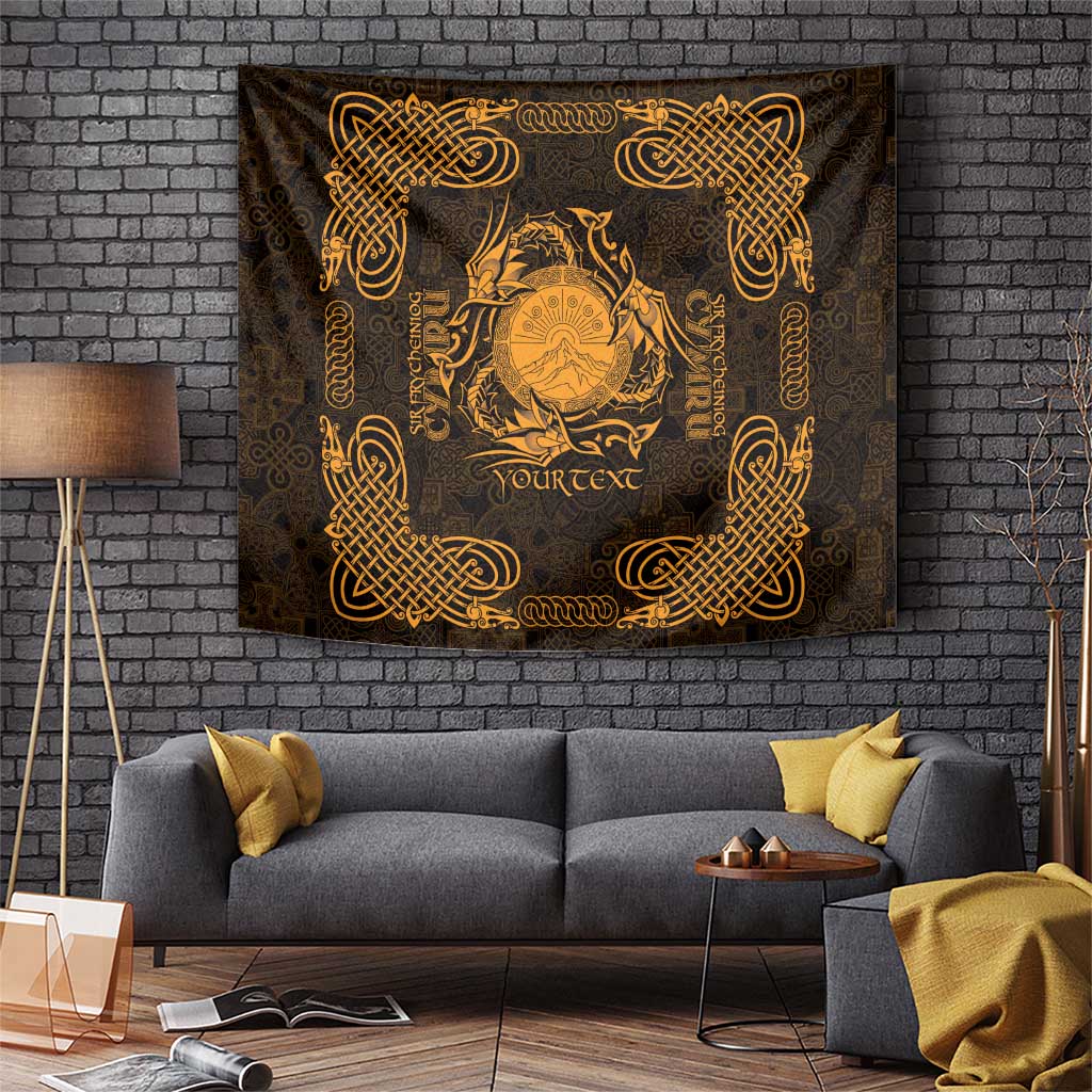 Personalized Brecknockshire Sir Frycheiniog Tapestry Gold Brecon Beacons Mountain Celtic-inspired - Wonder Print Shop
