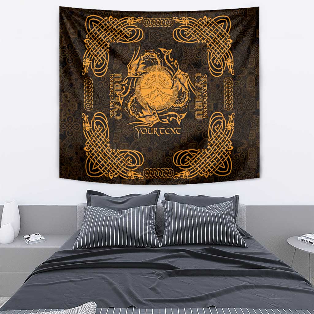 Personalized Brecknockshire Sir Frycheiniog Tapestry Gold Brecon Beacons Mountain Celtic-inspired - Wonder Print Shop
