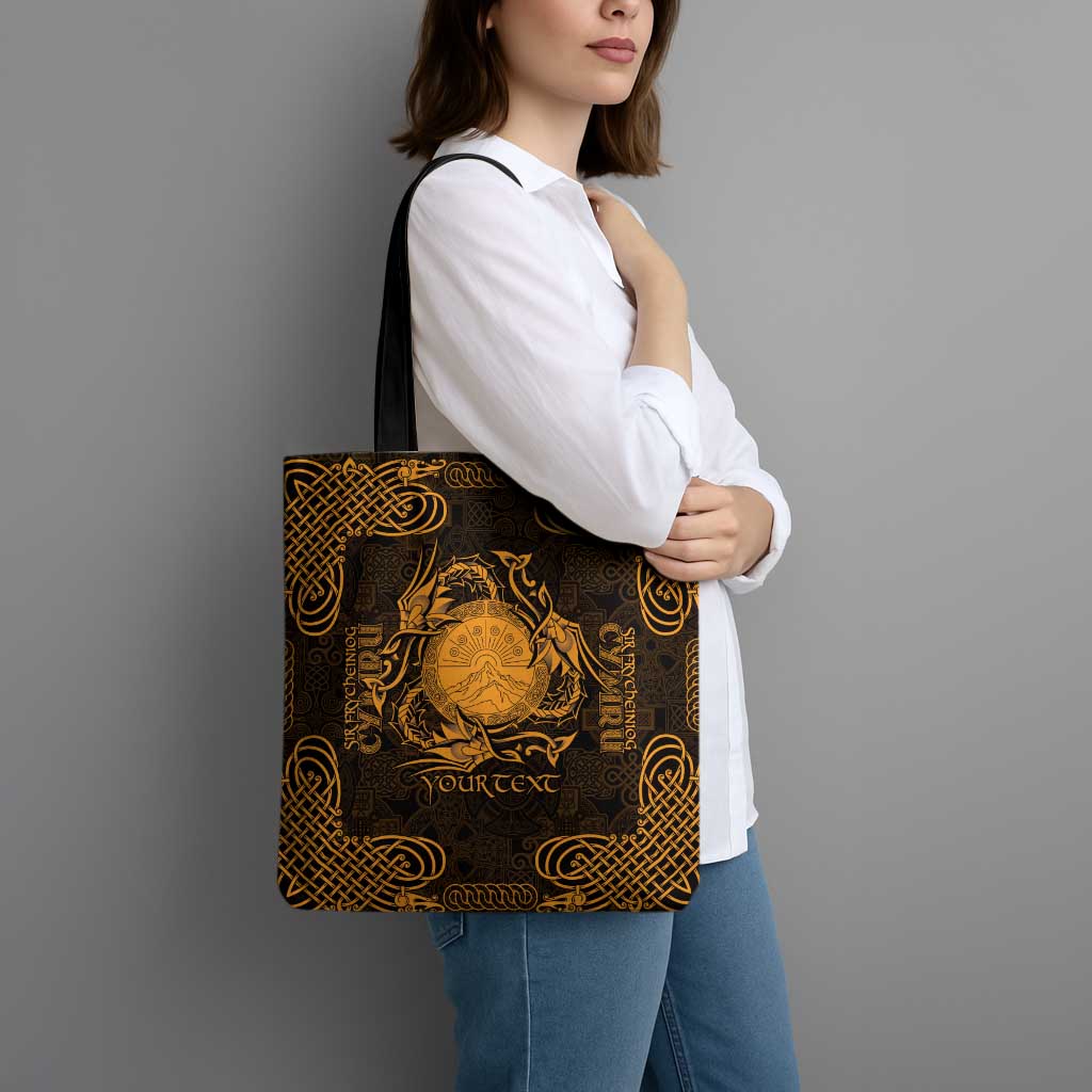 Personalized Brecknockshire Sir Frycheiniog Tote Bag Gold Brecon Beacons Mountain Celtic-inspired - Wonder Print Shop