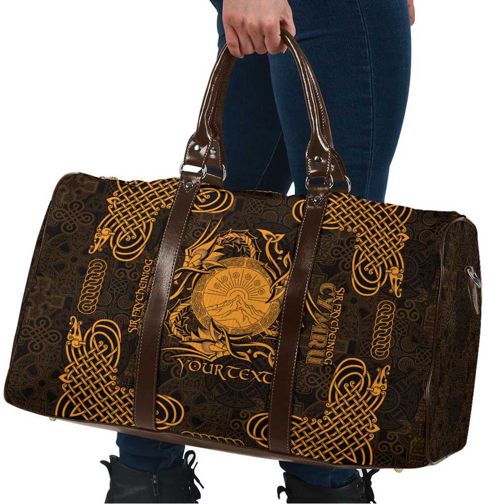 Personalized Brecknockshire Sir Frycheiniog Travel Bag Gold Brecon Beacons Mountain Celtic-inspired - Wonder Print Shop