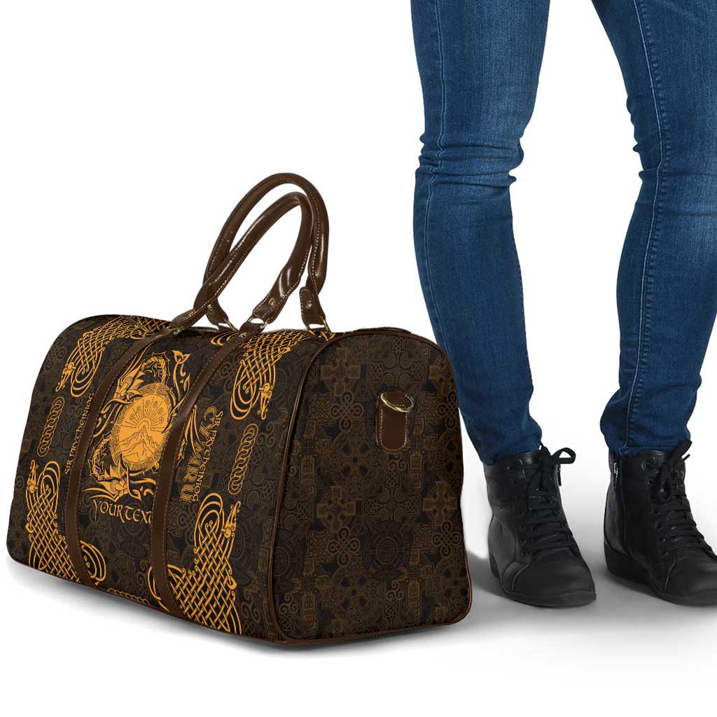 Personalized Brecknockshire Sir Frycheiniog Travel Bag Gold Brecon Beacons Mountain Celtic-inspired - Wonder Print Shop