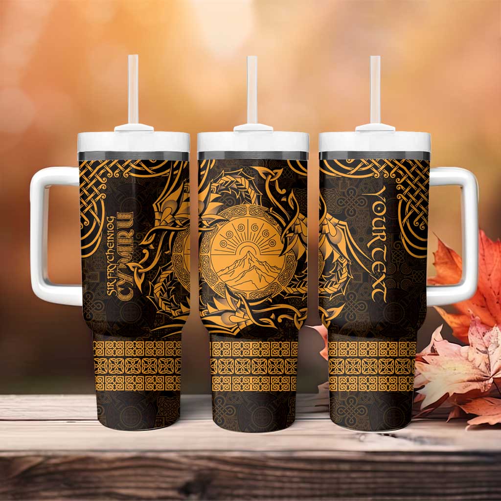 Personalized Brecknockshire Sir Frycheiniog Tumbler With Handle Gold Brecon Beacons Mountain Celtic-inspired - Wonder Print Shop