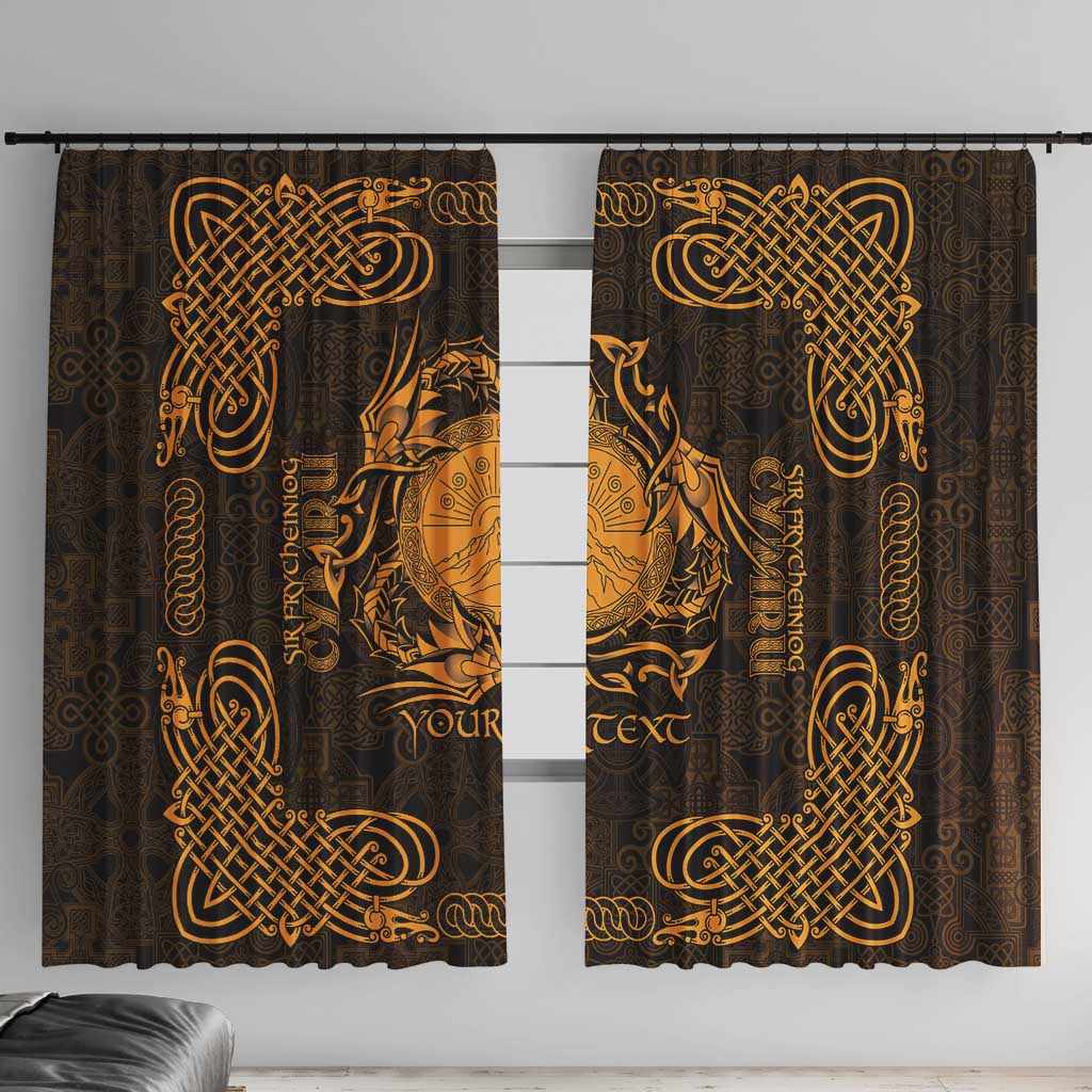 Personalized Brecknockshire Sir Frycheiniog Window Curtain Gold Brecon Beacons Mountain Celtic-inspired - Wonder Print Shop