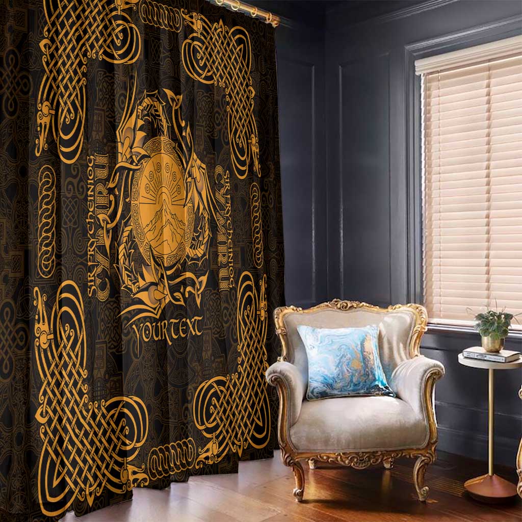 Personalized Brecknockshire Sir Frycheiniog Window Curtain Gold Brecon Beacons Mountain Celtic-inspired - Wonder Print Shop