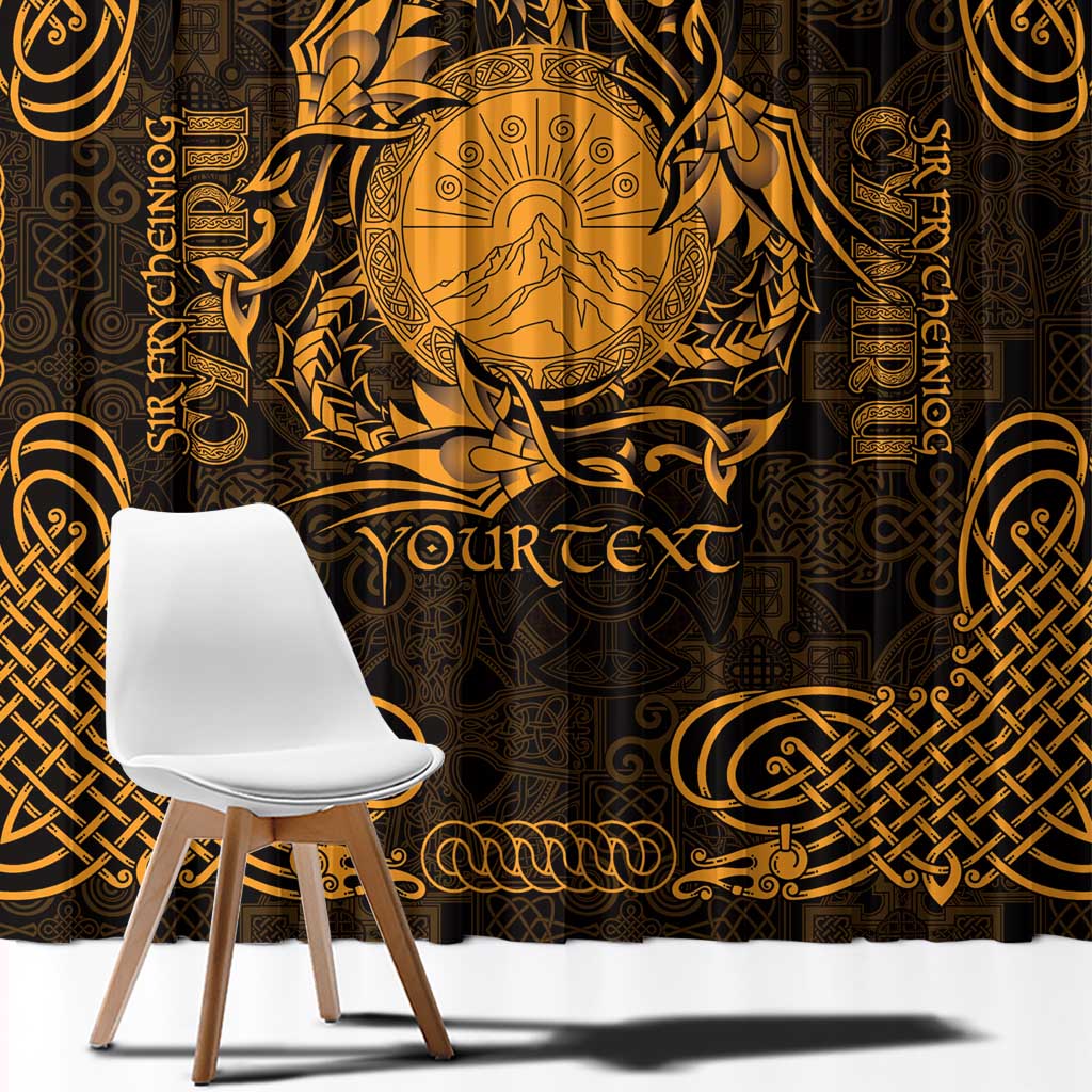 Personalized Brecknockshire Sir Frycheiniog Window Curtain Gold Brecon Beacons Mountain Celtic-inspired - Wonder Print Shop
