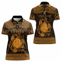 Personalized Brecknockshire Sir Frycheiniog Women Polo Shirt Gold Brecon Beacons Mountain Celtic-inspired - Wonder Print Shop