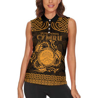 Personalized Brecknockshire Sir Frycheiniog Women Sleeveless Polo Shirt Gold Brecon Beacons Mountain Celtic-inspired - Wonder Print Shop