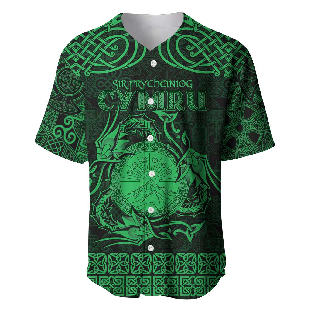 Personalized Brecknockshire Sir Frycheiniog Baseball Jersey Green Brecon Beacons Mountain Celtic-inspired - Wonder Print Shop