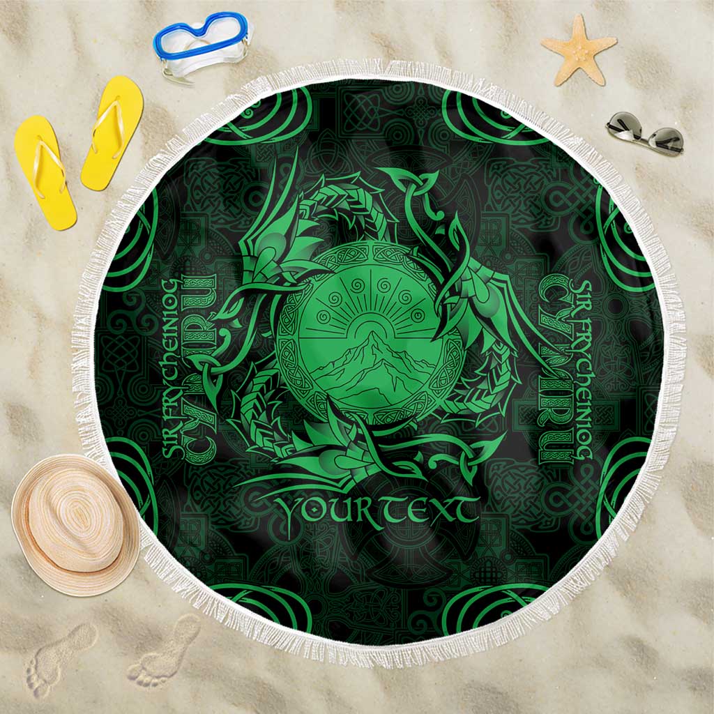 Personalized Brecknockshire Sir Frycheiniog Beach Blanket Green Brecon Beacons Mountain Celtic-inspired - Wonder Print Shop
