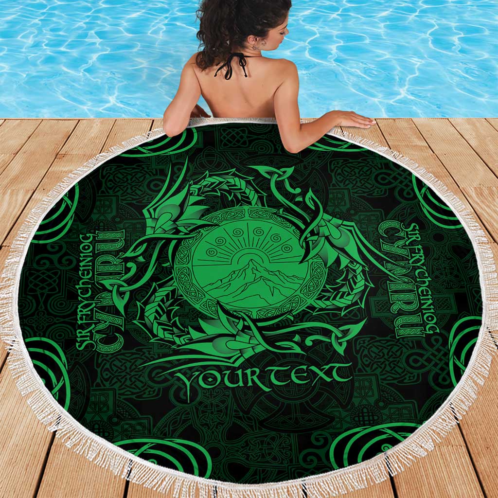 Personalized Brecknockshire Sir Frycheiniog Beach Blanket Green Brecon Beacons Mountain Celtic-inspired - Wonder Print Shop
