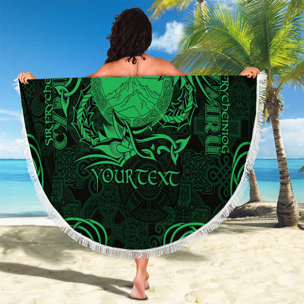 Personalized Brecknockshire Sir Frycheiniog Beach Blanket Green Brecon Beacons Mountain Celtic-inspired - Wonder Print Shop