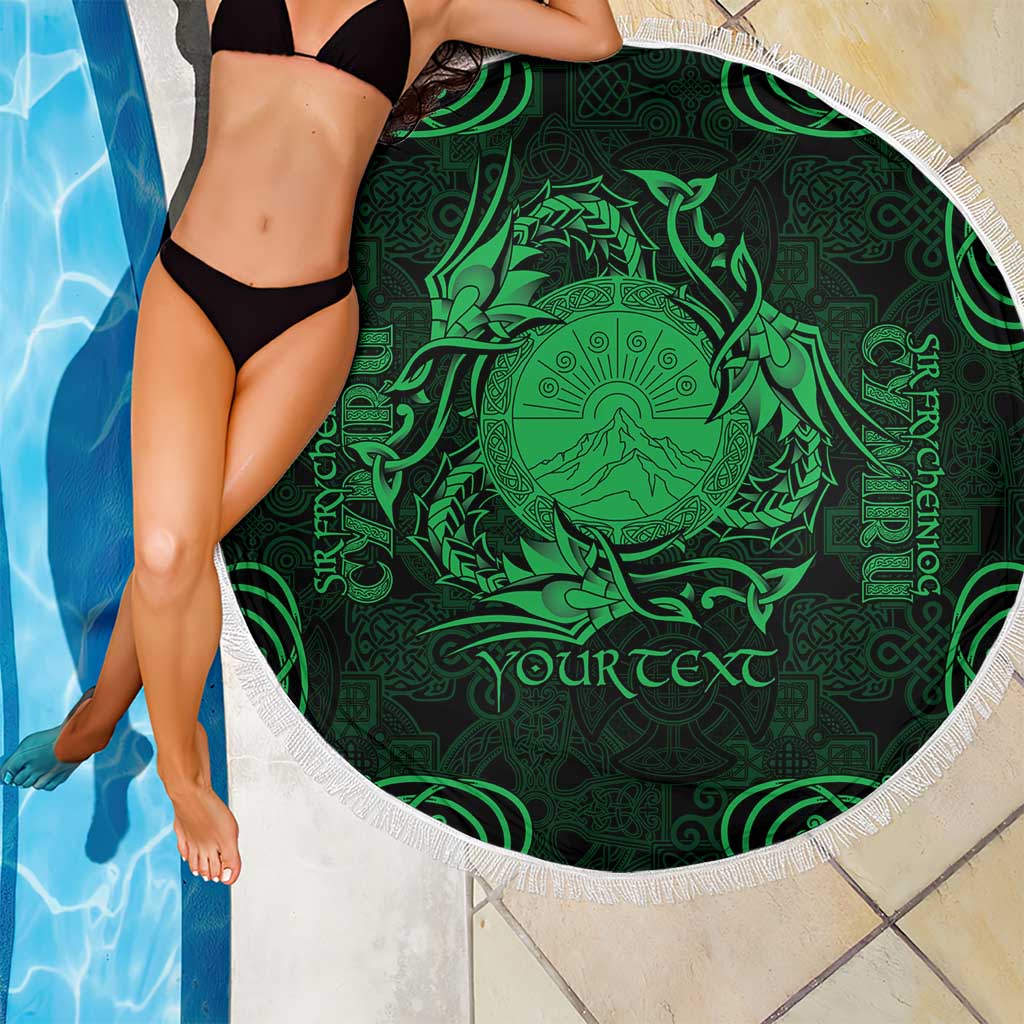Personalized Brecknockshire Sir Frycheiniog Beach Blanket Green Brecon Beacons Mountain Celtic-inspired - Wonder Print Shop