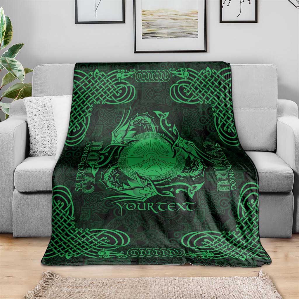 Personalized Brecknockshire Sir Frycheiniog Blanket Green Brecon Beacons Mountain Celtic-inspired - Wonder Print Shop