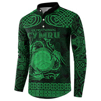 Personalized Brecknockshire Sir Frycheiniog Button Sweatshirt Green Brecon Beacons Mountain Celtic-inspired - Wonder Print Shop